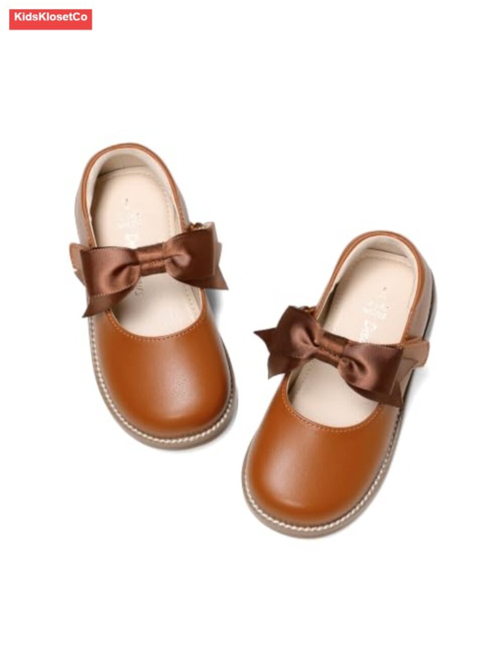 Girls Mary Jane Flats Faux Leather Hook & Loop School Dress Shoes